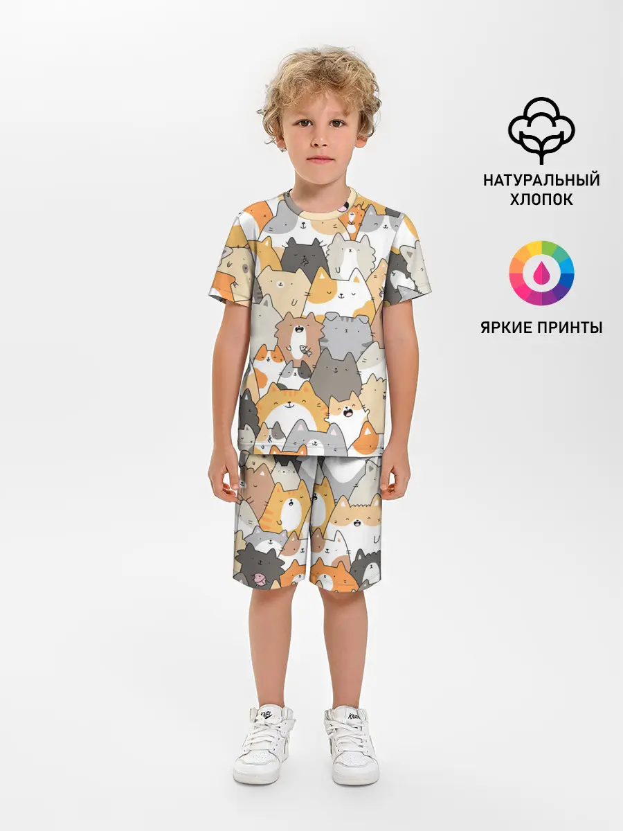 Детская пижама с шортами / Кошачья стая