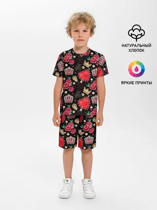 Детская пижама с шортами / Корона и розы