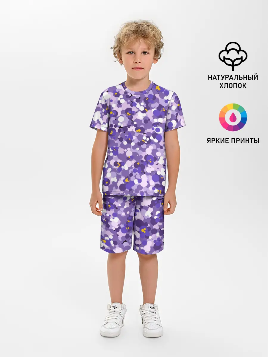 Детская пижама с шортами / Анютины глазки узор