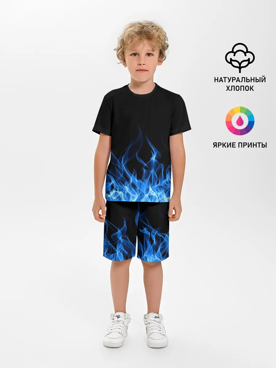 Детская пижама с шортами / Синий Огонь