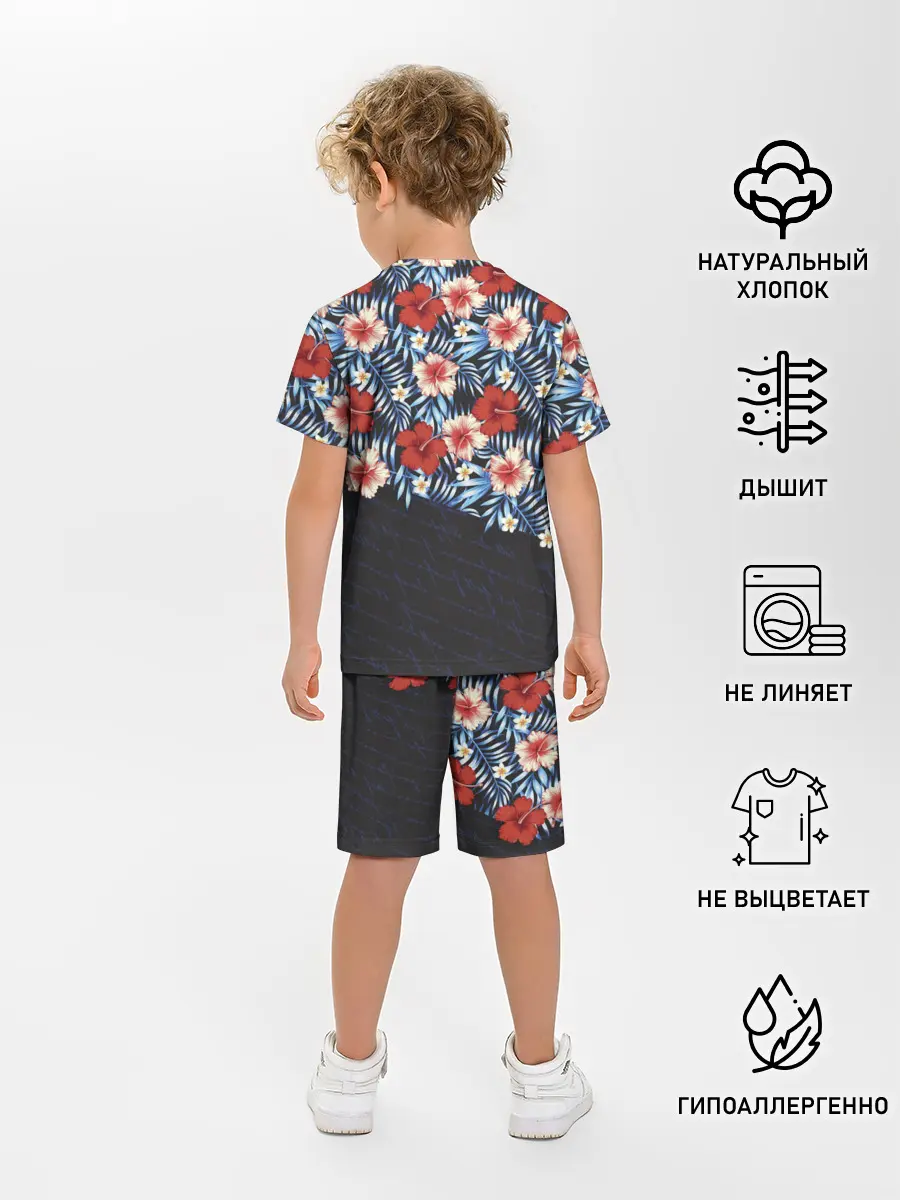 Детская пижама с шортами / Flowers with inscriptions