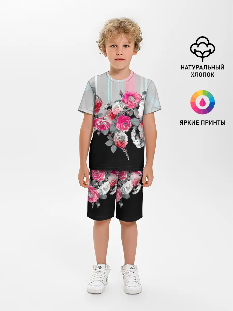 Детская пижама с шортами / Розы