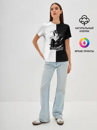 Женская базовая футболка / БЕЗДОМНЫЙ БОГ. Черное и Белое