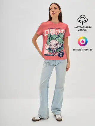 Женская базовая футболка / Anime Kuchisake Onna Yokai