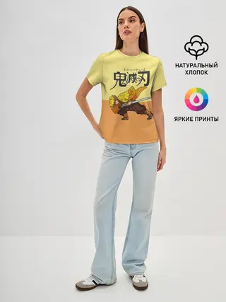 Женская базовая футболка / Зеницу Агацума Kimetsu no Yaiba