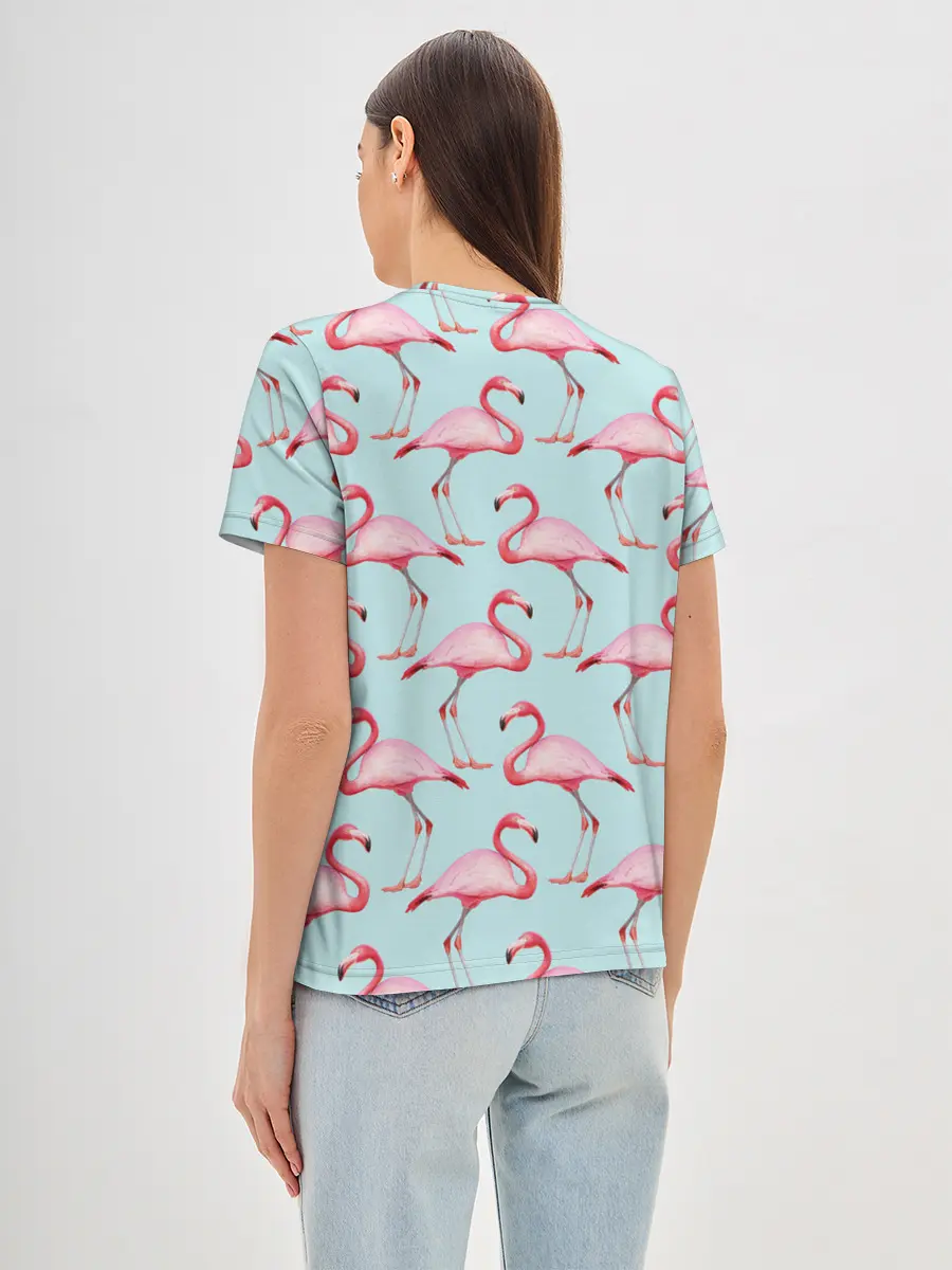 Женская базовая футболка / Фламинго.