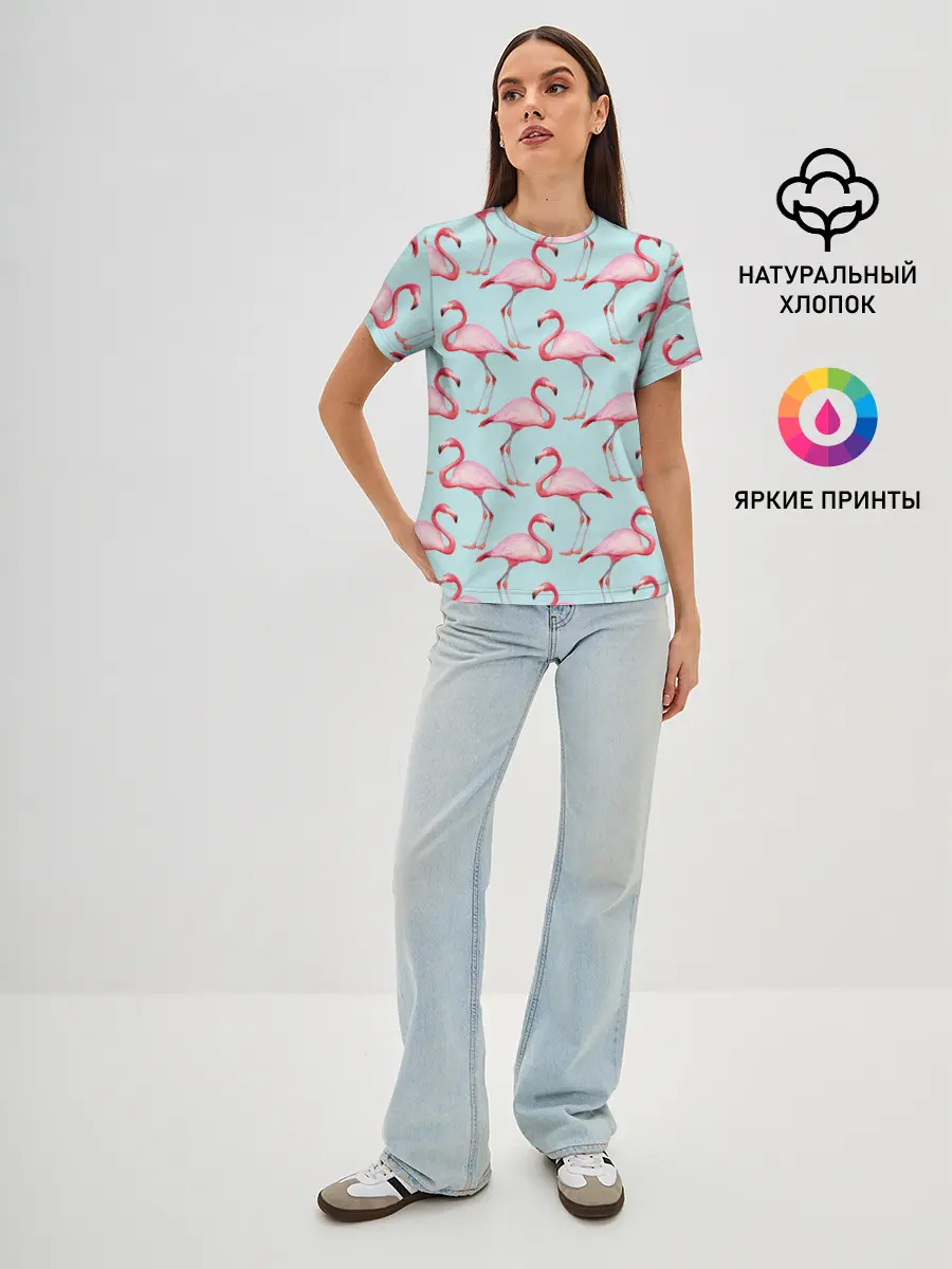 Женская базовая футболка / Фламинго.