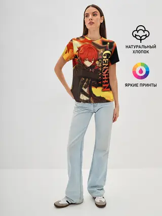 Женская базовая футболка / Геншин импакт: Дилюк