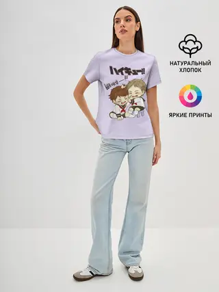 Женская базовая футболка / ВОЛЕЙБОЛ!! малыши дерутся