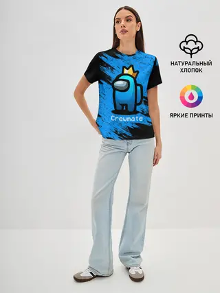 Женская базовая футболка / AMONG US - Синий в Короне