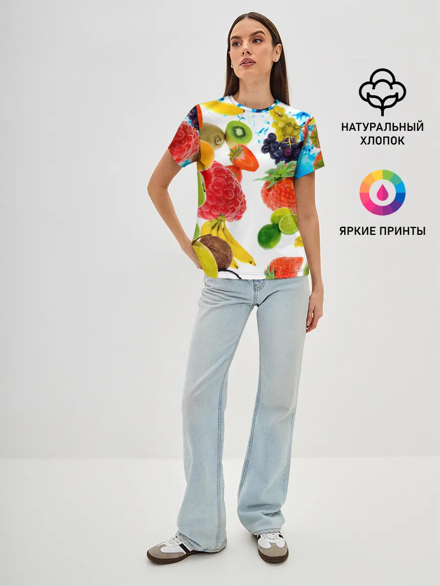 Женская базовая футболка / фрукты