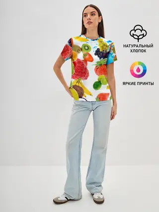 Женская базовая футболка / фрукты