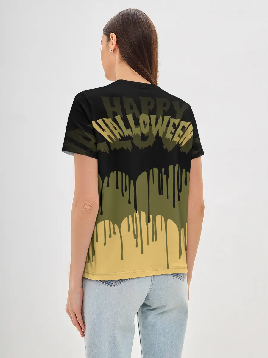 Женская базовая футболка / Тыква в ночь мертвецов