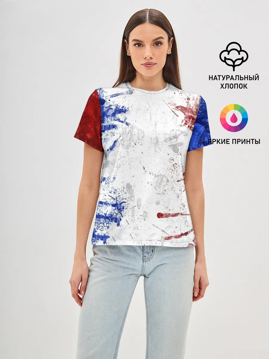 Женская базовая футболка / BLUE WHITE & RED