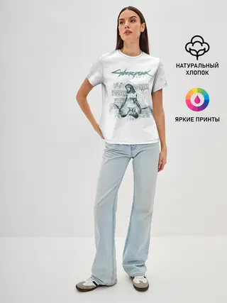 Женская базовая футболка / КЛИНКИ БОГОМОЛА Cyberpunk 2077