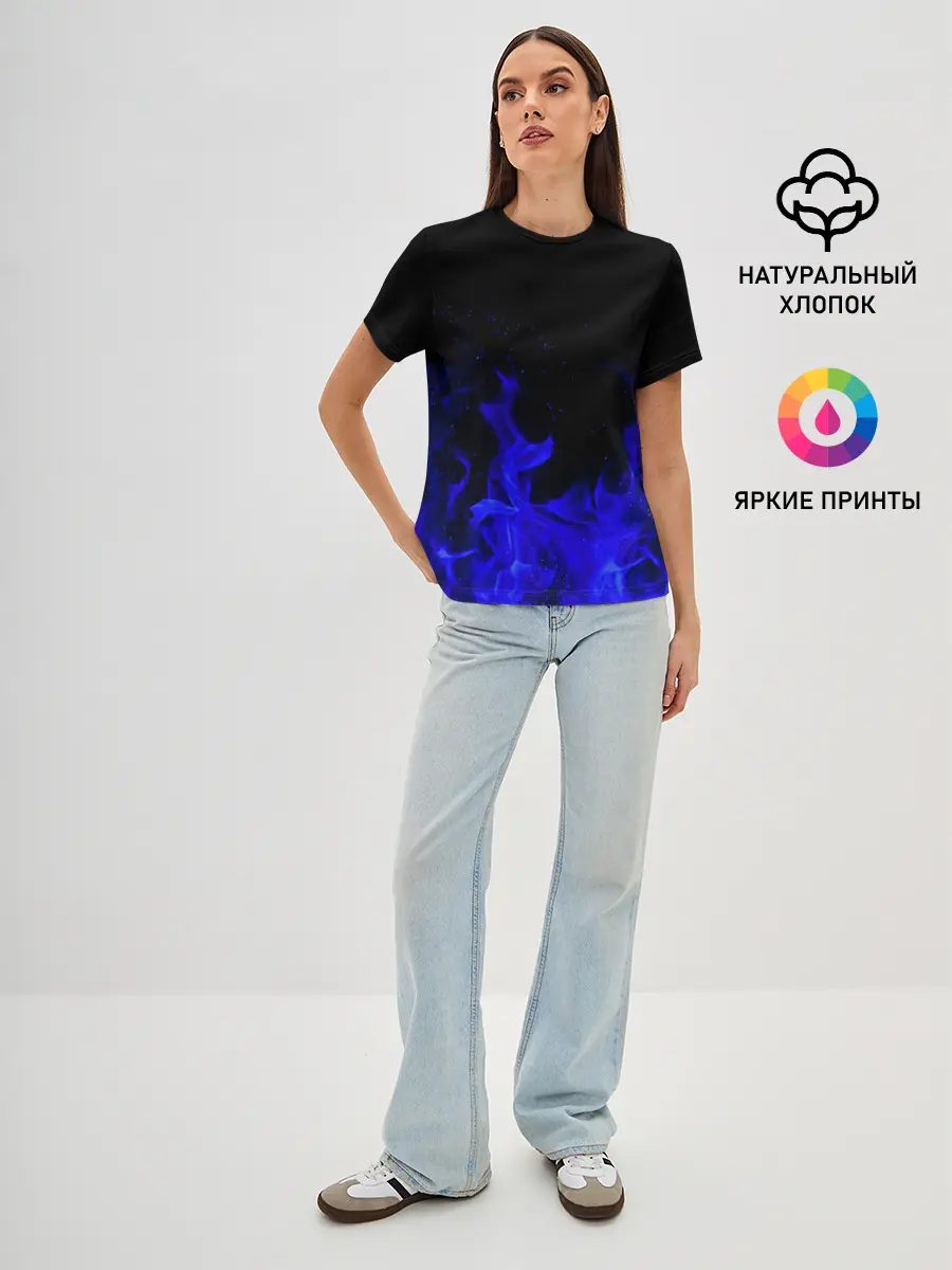 Женская базовая футболка / Синий Огонь