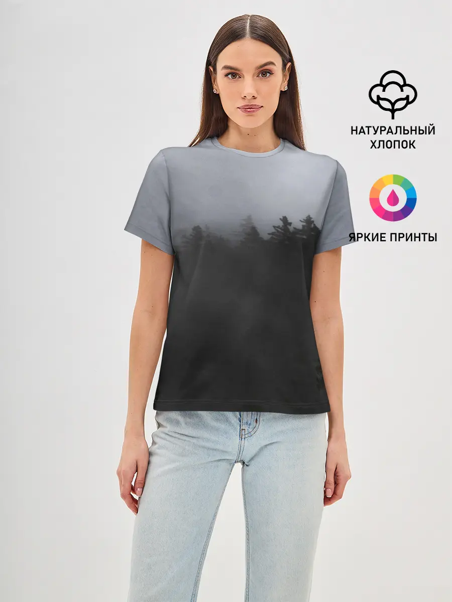Женская базовая футболка / Лес в дыму