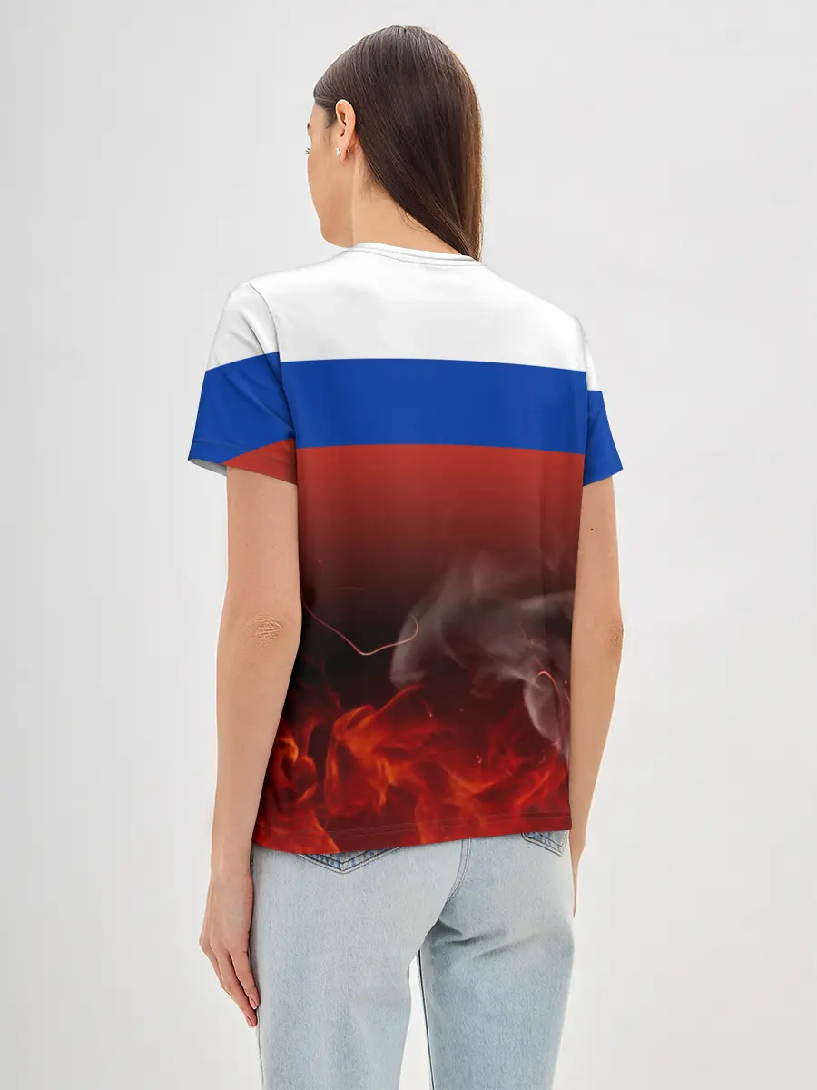 Женская базовая футболка / Россия огонь