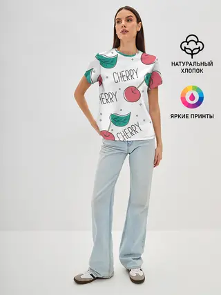 Женская базовая футболка / Вишенки Cherry