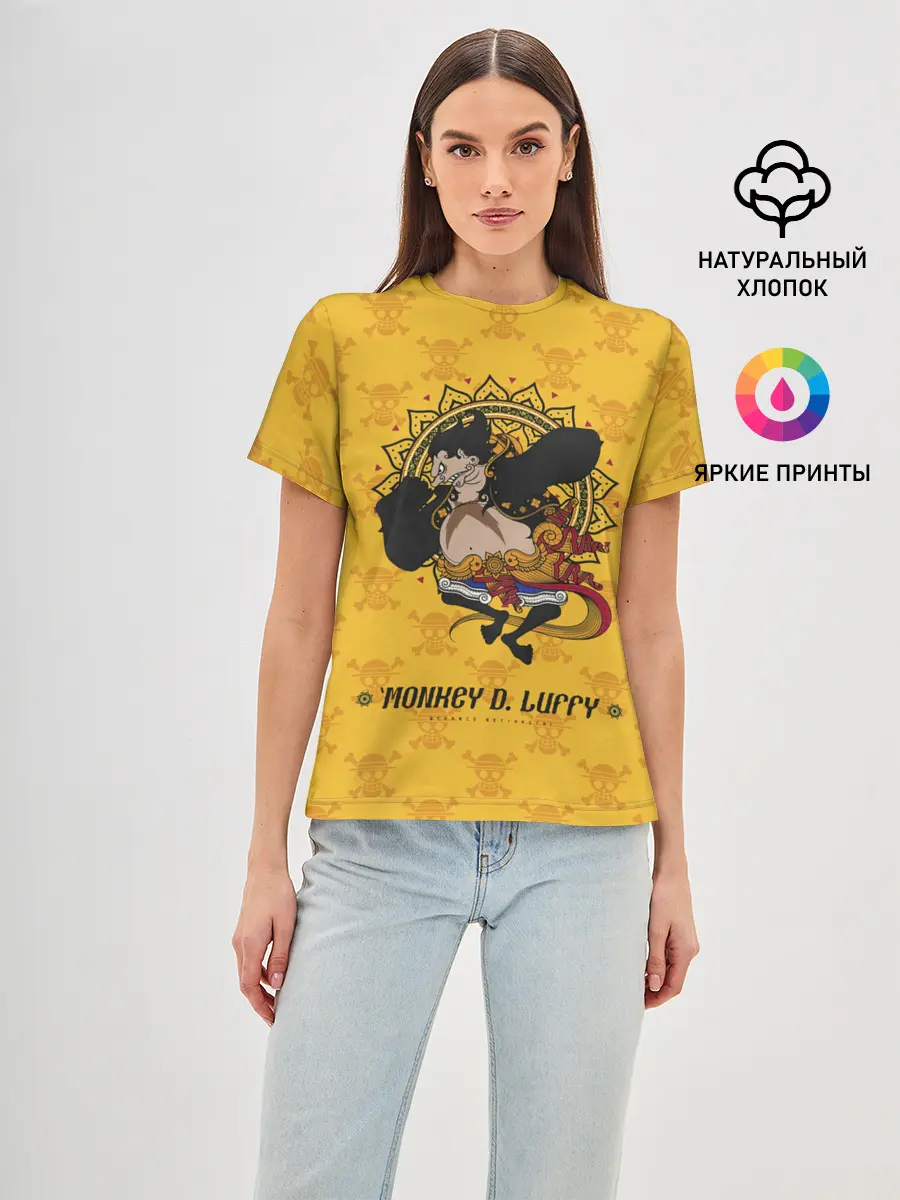 Женская базовая футболка / Резиновый Манки Д. Луффи One Piece