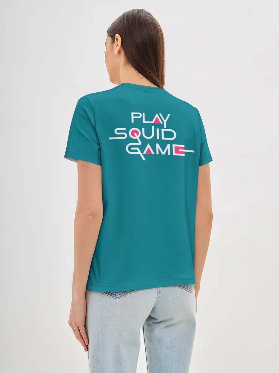 Женская базовая футболка / Keep calm and play squid game