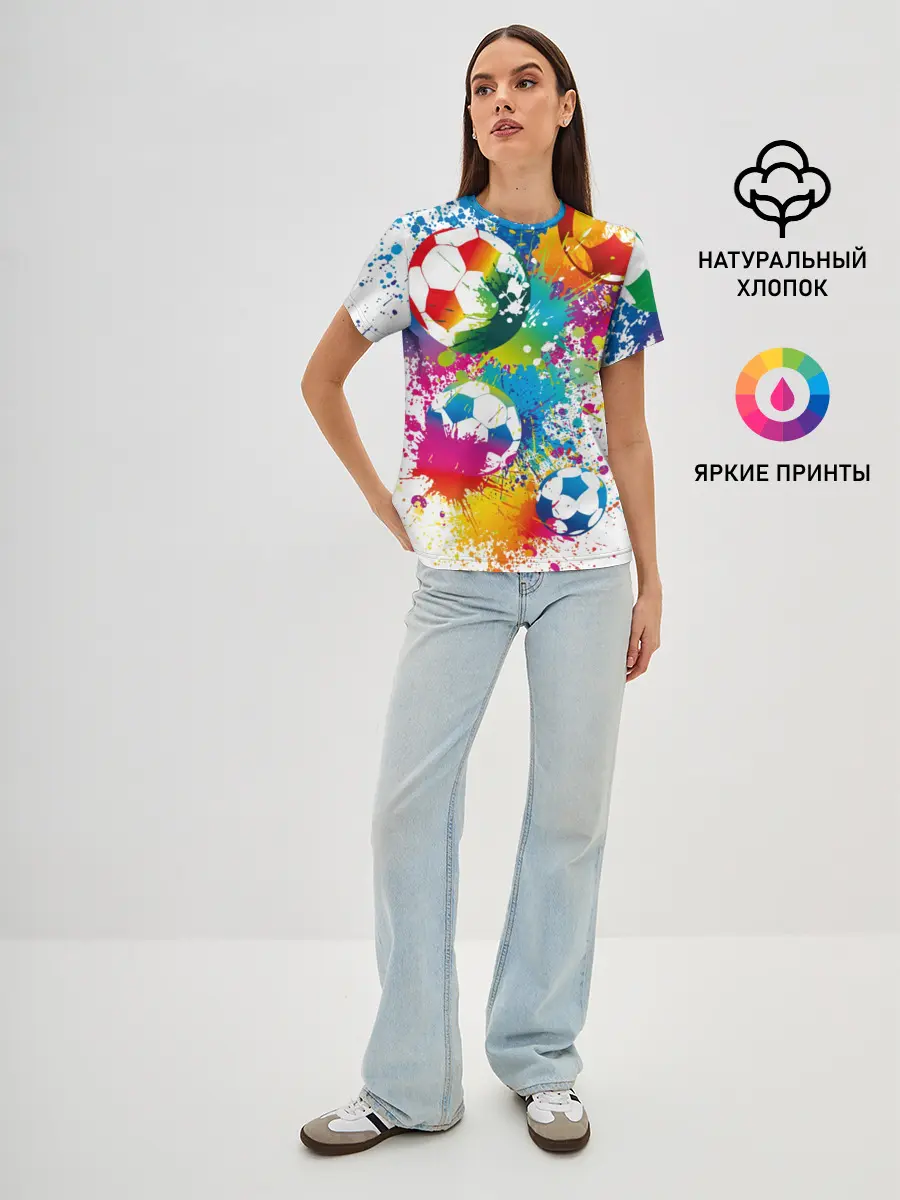 Женская базовая футболка / Футбольные мячи