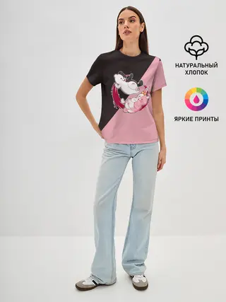 Женская базовая футболка / MONOKUMA X MONOMI | МОНОКУМА