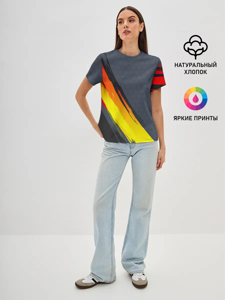 Женская базовая футболка / Gray Yellow Style