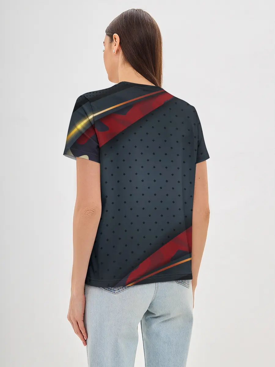 Женская базовая футболка / 3D Dark red & black