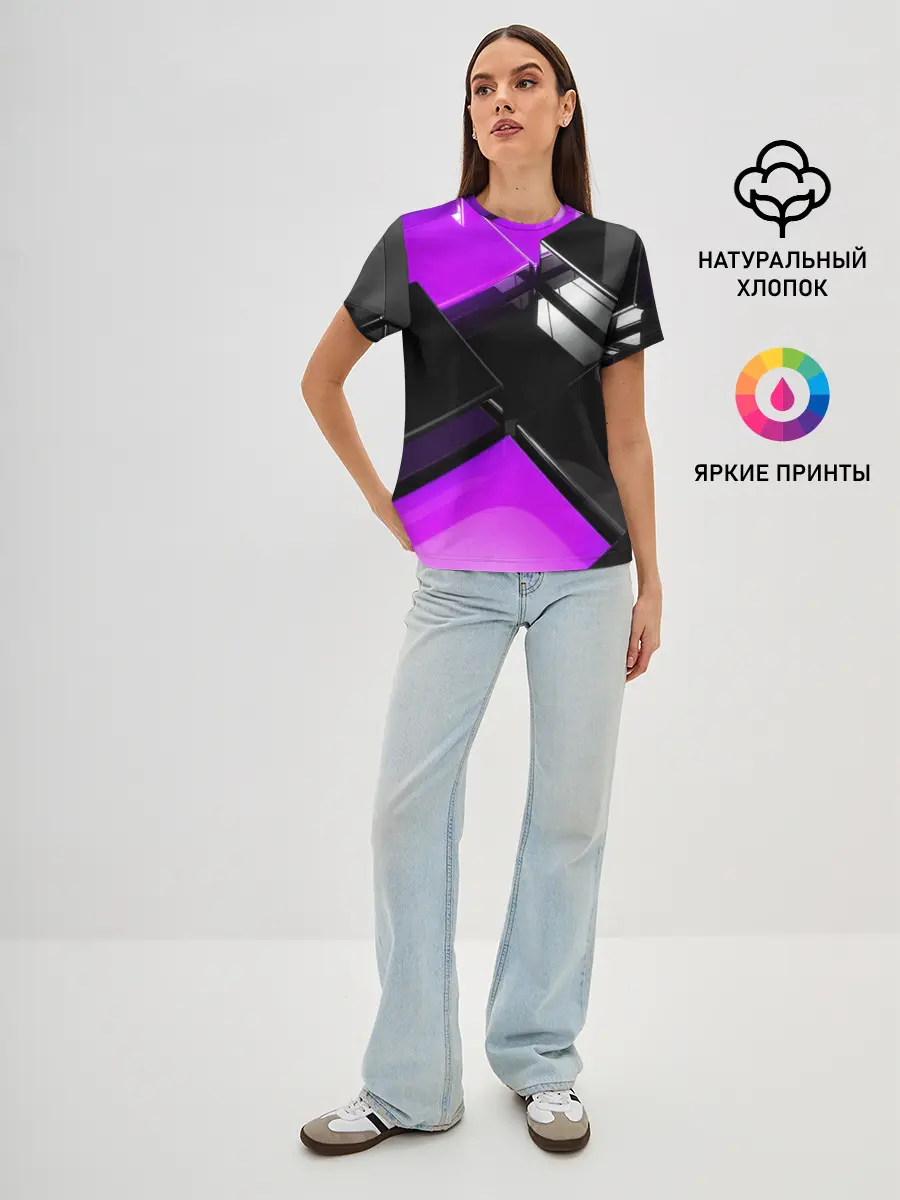 Женская базовая футболка / Неоновые кубы