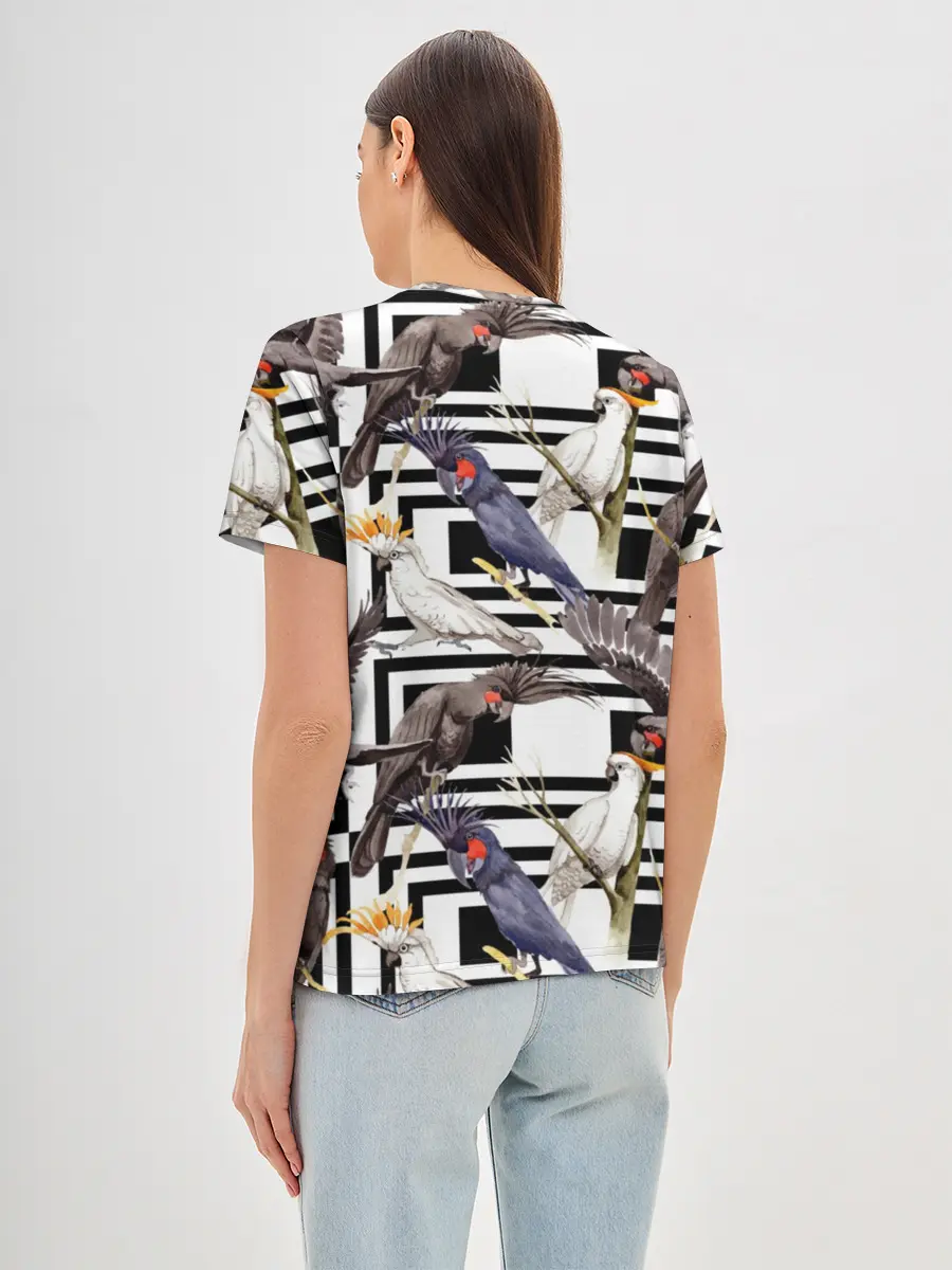 Женская базовая футболка / Попугаи какаду