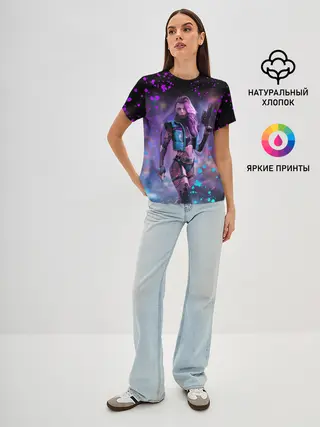 Женская базовая футболка / CYBERPUNK 2077 NEON | КИБЕРПАНК НЕОН