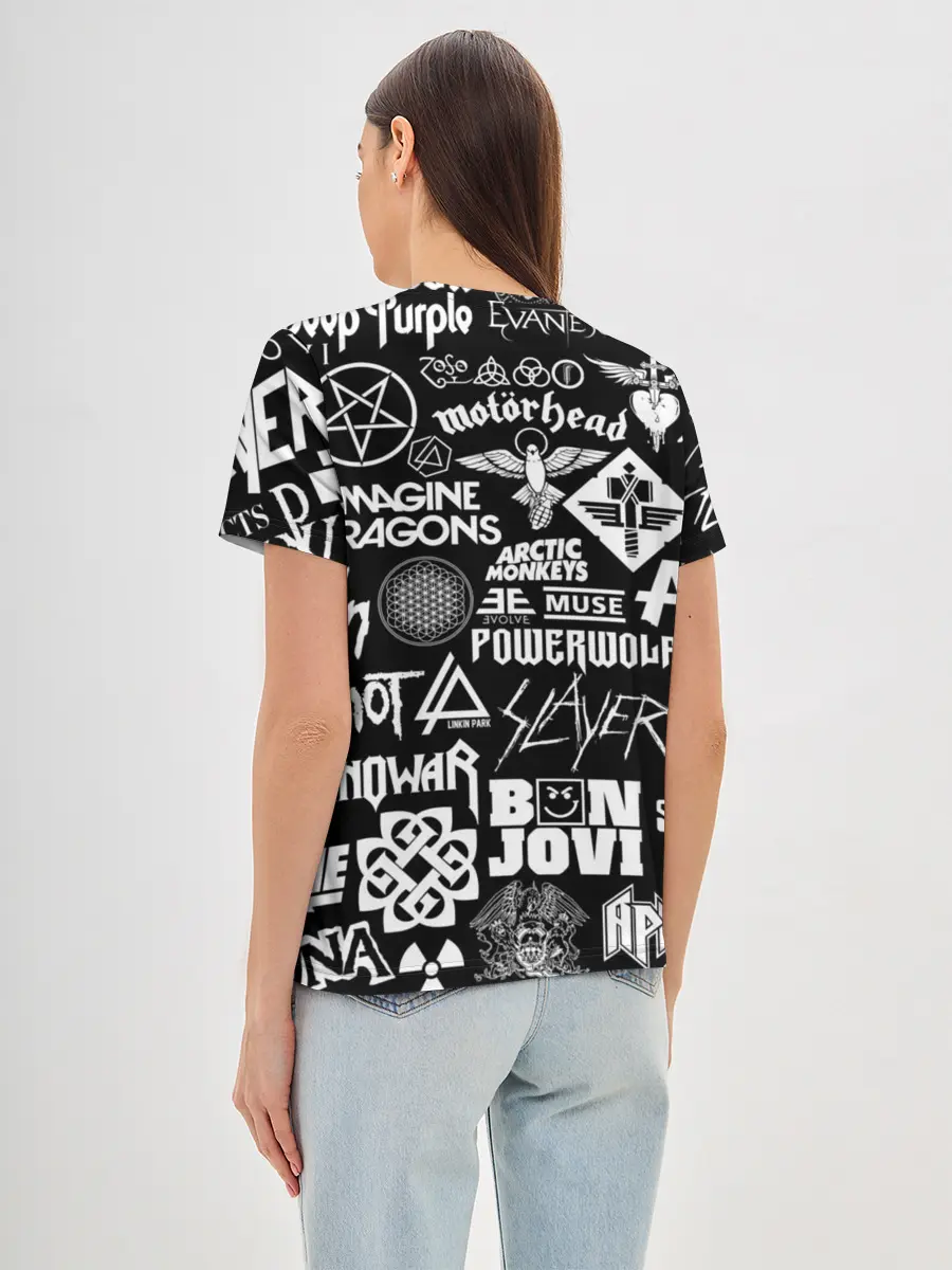 Женская базовая футболка / ЛОГОТИПЫ РОК ГРУПП