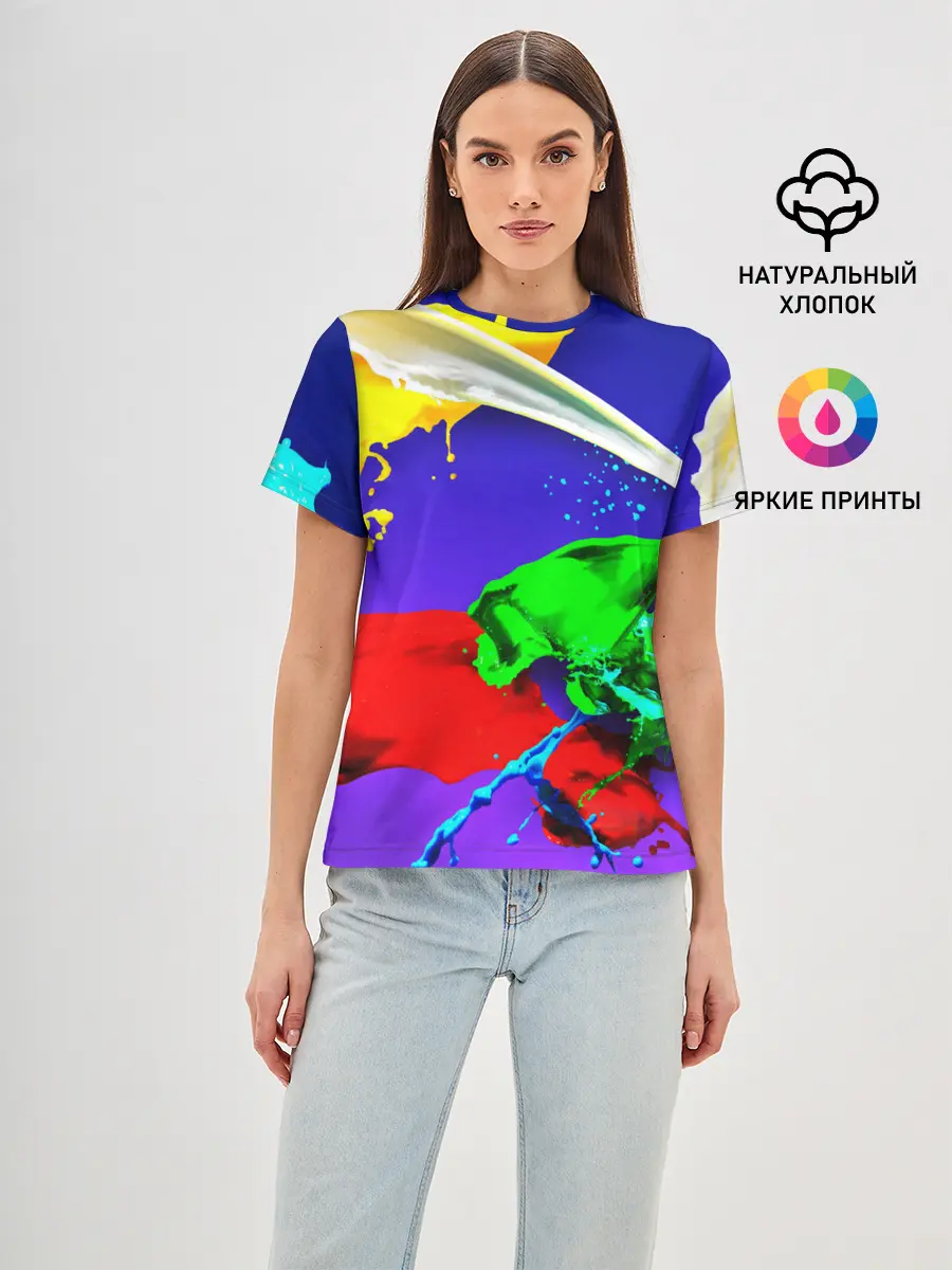 Женская базовая футболка / НЕОНОВЫЙ КРАСКИ