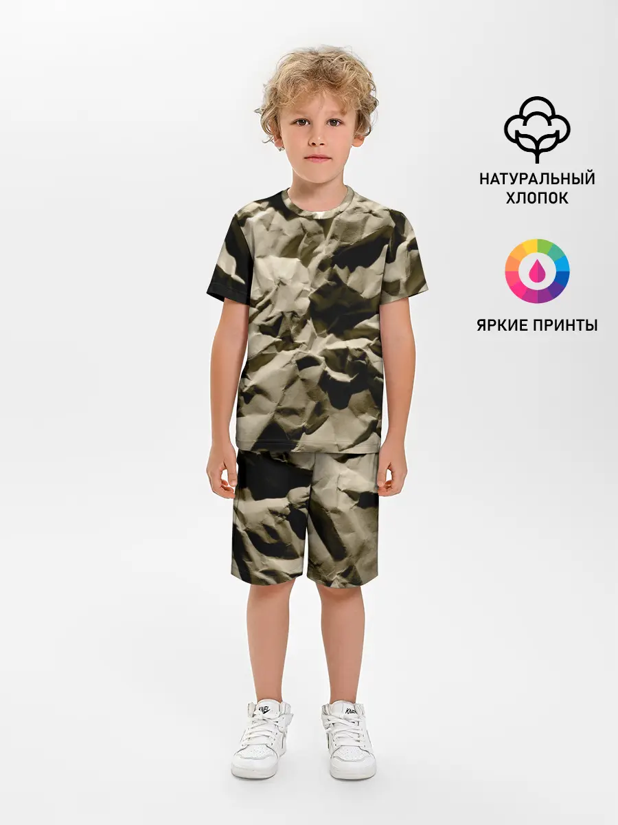 Детская пижама с шортами / Мягкая мятая бумага