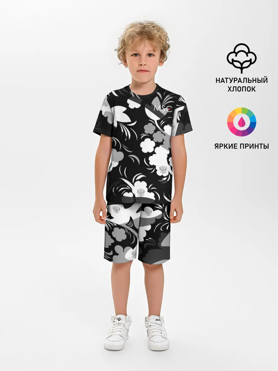 Детская пижама с шортами / Russia | Камуфляж белый