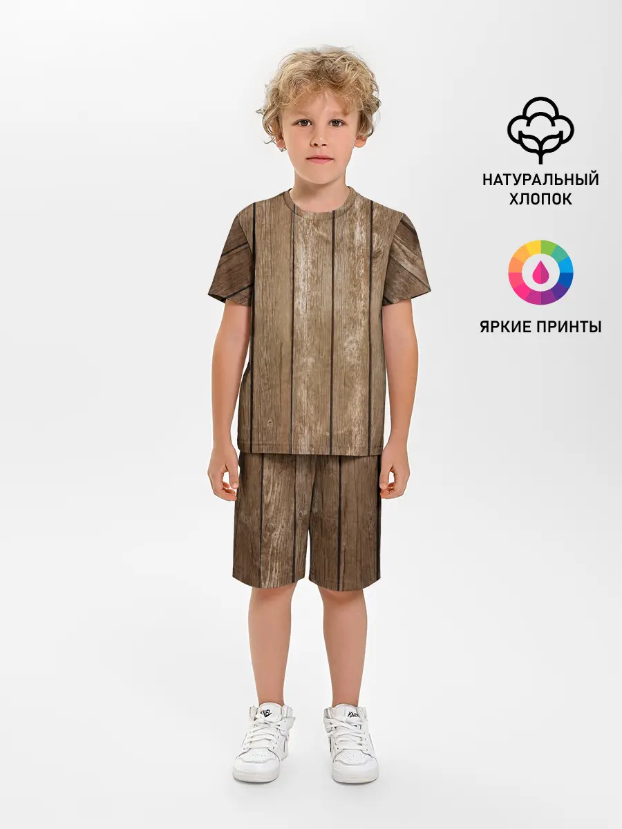 Детская пижама с шортами / Texture. Wood
