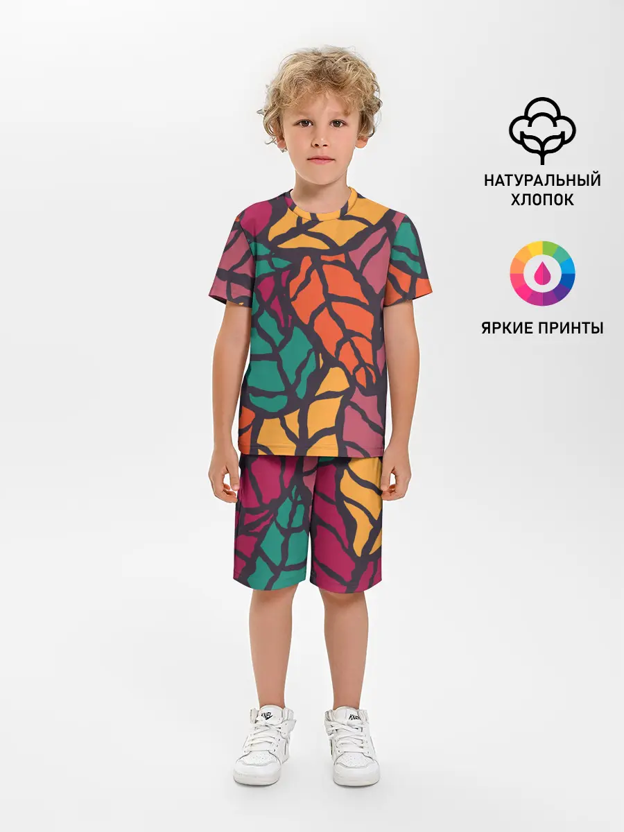 Детская пижама с шортами / Листья