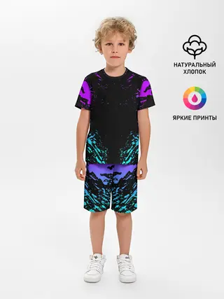 Детская пижама с шортами / НЕОНОВЫЕ БРЫЗГИ