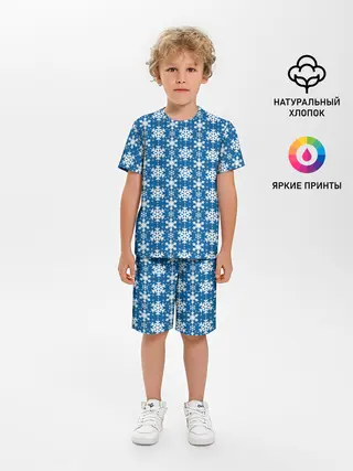 Детская пижама с шортами / Снежинки