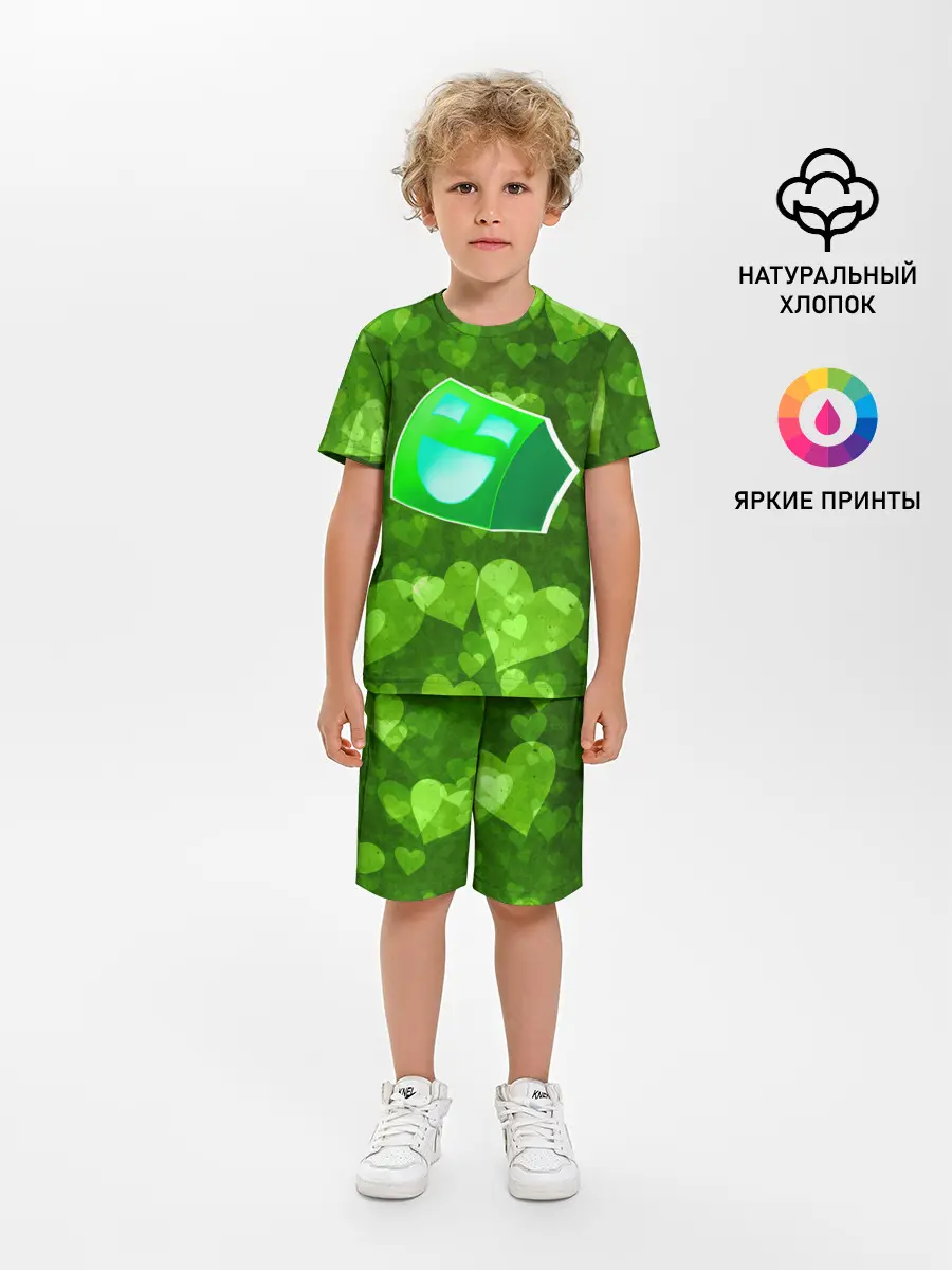 Детская пижама с шортами / Geometry Dash | Green Love