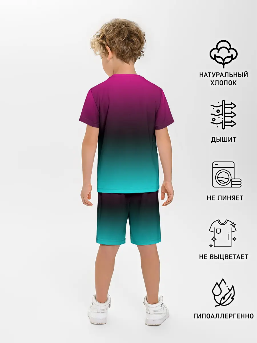 Детская пижама с шортами / РЕТРО ЕДИНОРОГ НЕОН