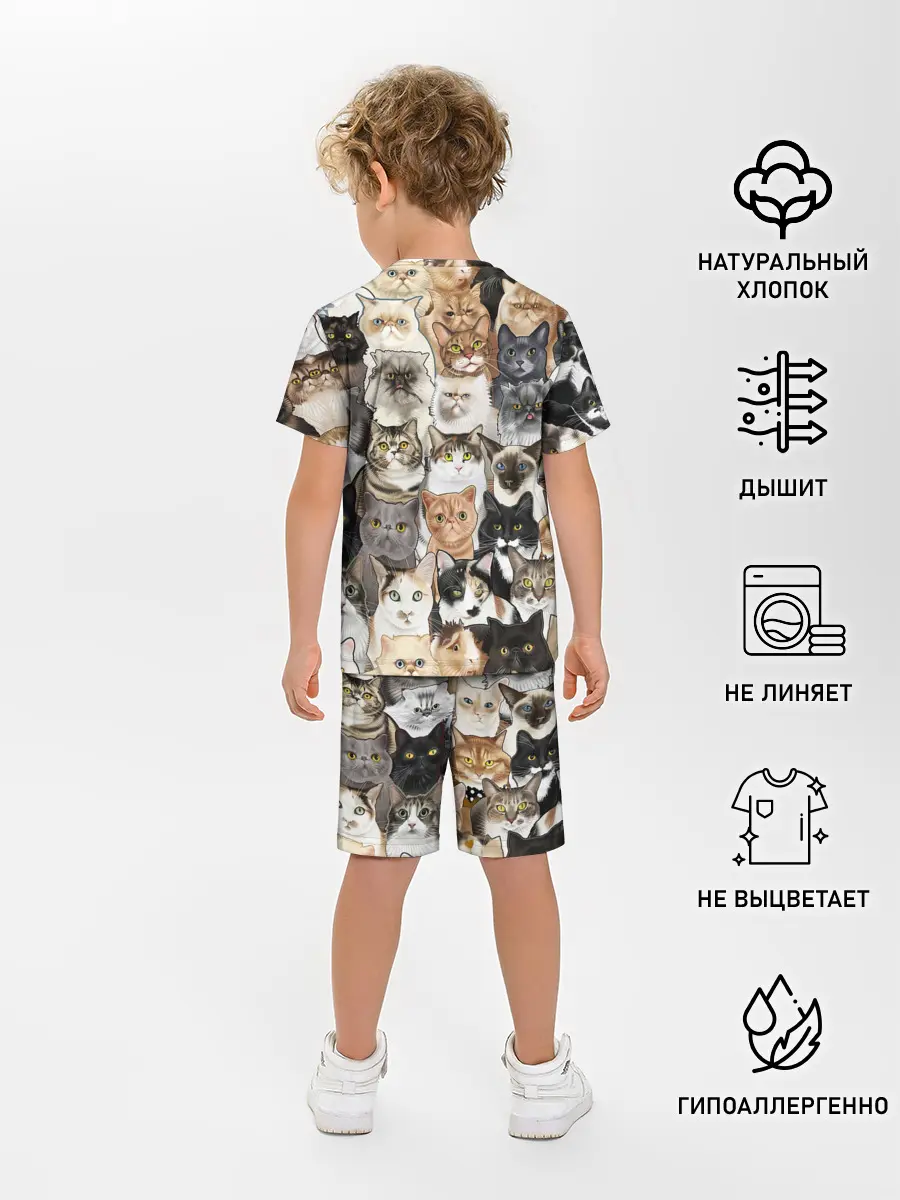 Детская пижама с шортами / Котики смешные