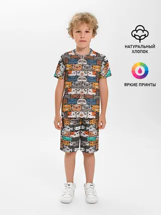 Детская пижама с шортами / Котейки