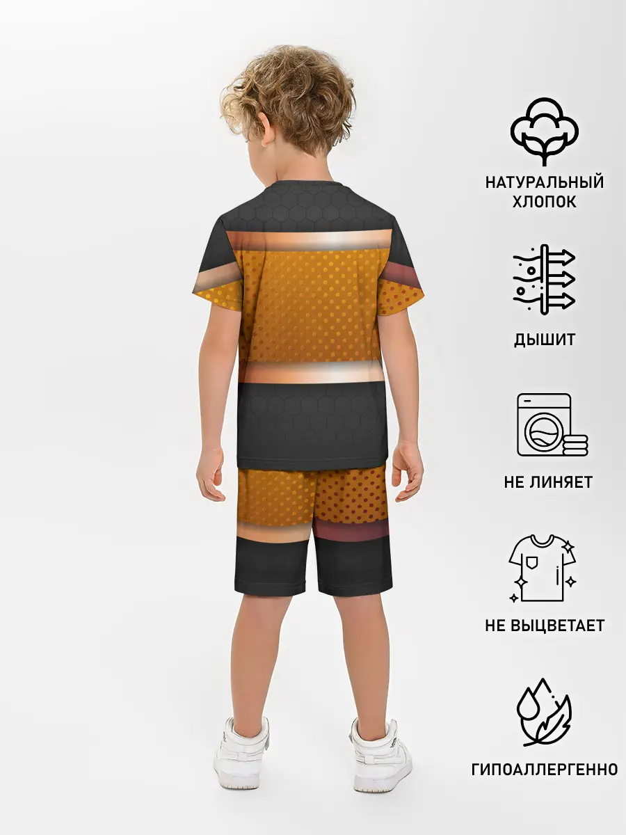 Детская пижама с шортами / 3d gold / black