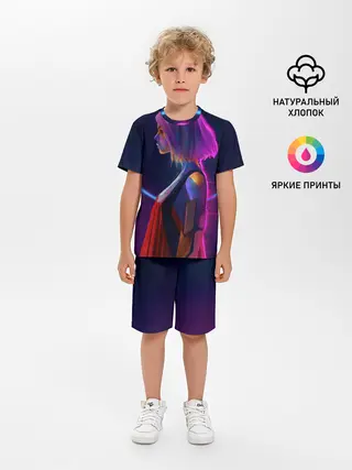 Детская пижама с шортами / Девушка в неоне