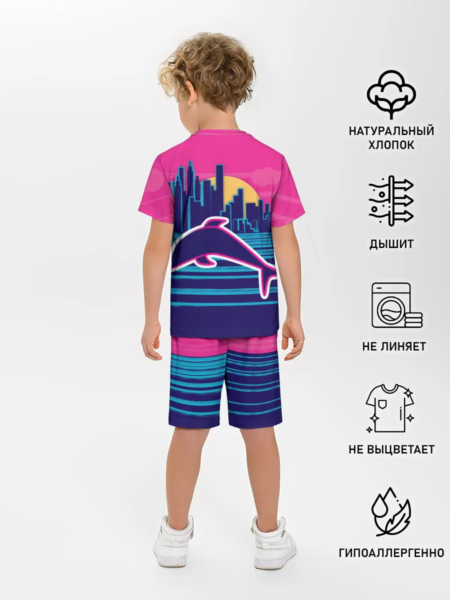 Детская пижама с шортами / Ретро дельфин