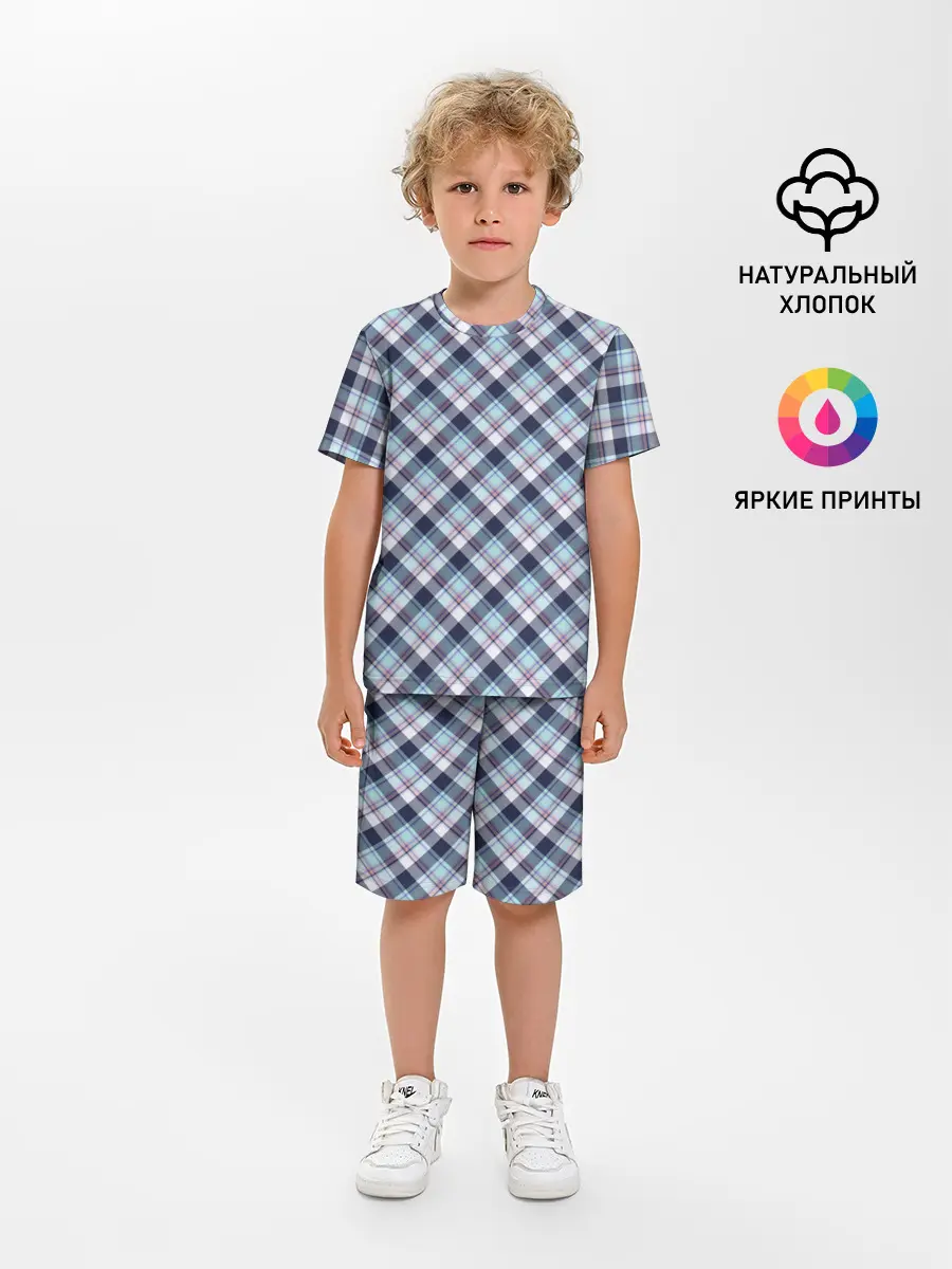 Детская пижама с шортами / Текстура в клетку