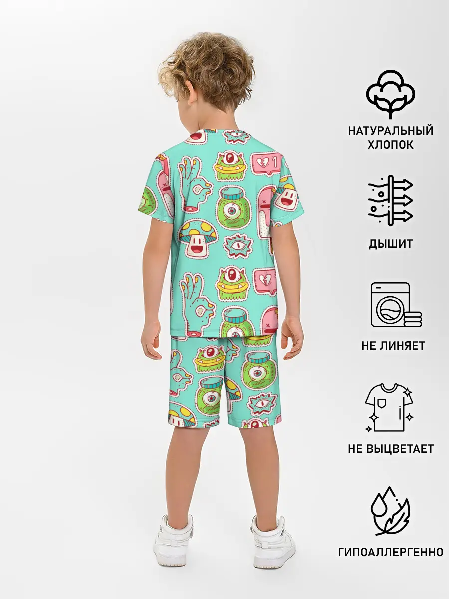 Детская пижама с шортами / Яркие монстрики