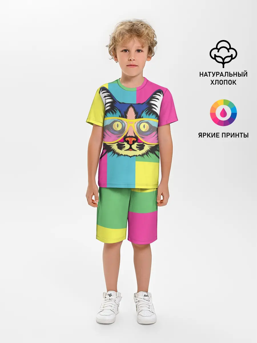 Детская пижама с шортами / Яркий Кот